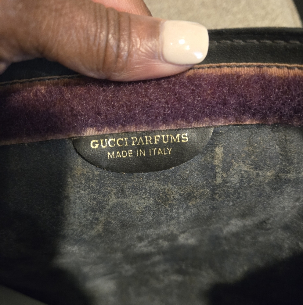 Gucci Vintage Beige and Navy GG Clutch with Red Stripe - Picture 2 of 13